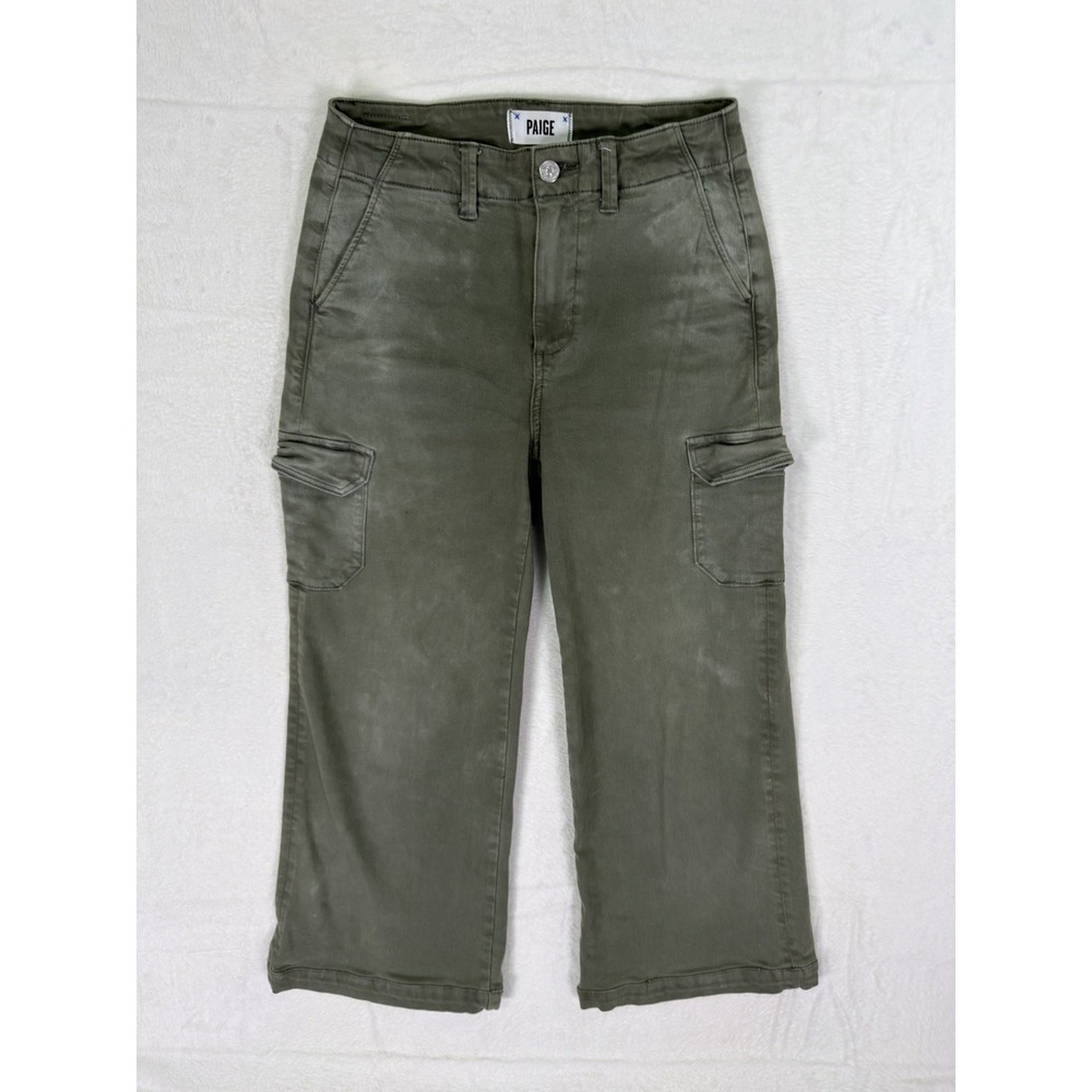 Paige Jeans Womens 26 Army Ivy Green Carly Cargo Pockets High Rise Wide Leg